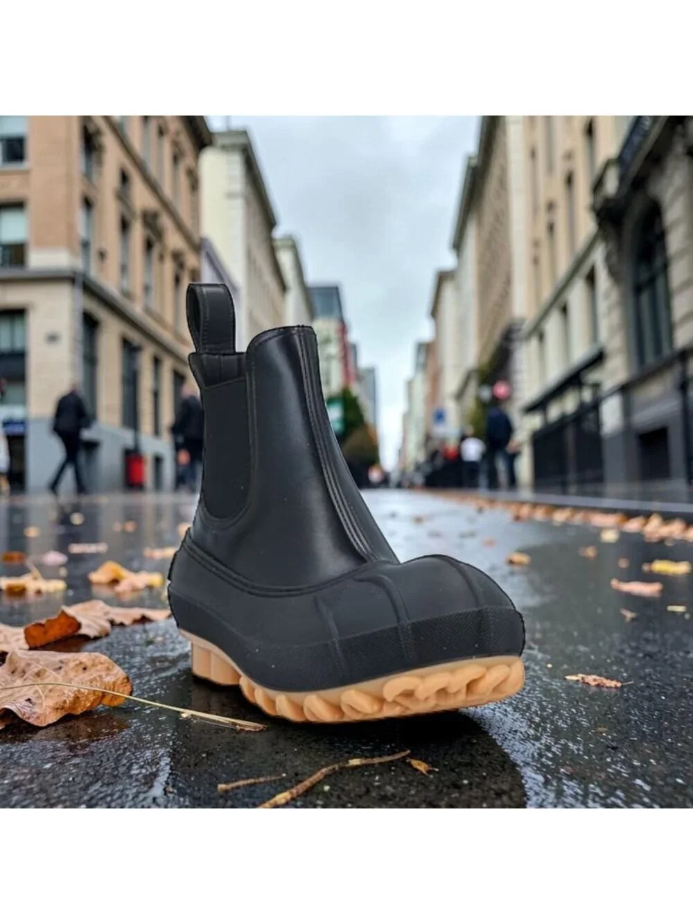 Stella McCartney Duck City Chelsea Boots Black Vegan EU 38 US 8 NIB Italy